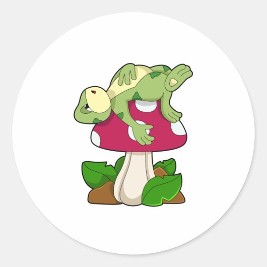 Kikker bij het slapen met paddenstoel ronde sticker (Voorkant)