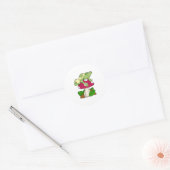 Kikker bij het slapen met paddenstoel ronde sticker (Envelop)