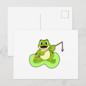 Kikker bij het vissen met hengel briefkaart (Voorkant / Achterkant)