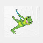 Kikker bij Hockey met Hockey bat Fleece Deken (Voorkant (Horizontaal))