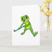 Kikker bij Hockey met Hockey bat Kaart (Gele Bloem)
