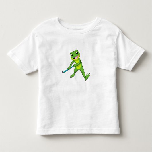 Kikker bij Hockey met Hockey bat Kinder Shirts (Voorkant)