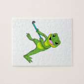 Kikker bij Hockey met Hockey bat Legpuzzel (Horizontaal)