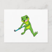 Kikker bij hockey met hockeystick briefkaart (Voorkant)