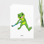 Kikker bij hockey met hockeystick kaart (Achterkant)