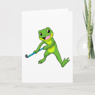 Kikker bij hockey met hockeystok kaart