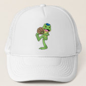 Kikker bij honkbal met handschoenen trucker pet (Voorkant)