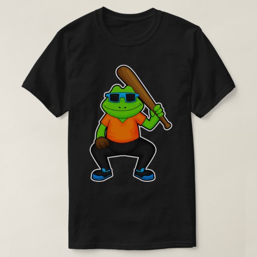 Kikker bij honkbal met honkbalknuppel Zonnebril T-shirt (Design voorkant)