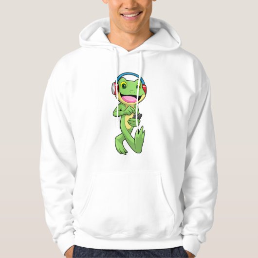 Kikker bij muziek met hoofdtelefoon hoodie (Voorkant)