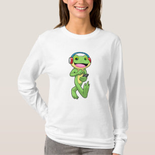 Kikker bij muziek met hoofdtelefoon t-shirt