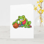 Kikker bij sport met basketbal kaart (Gele Bloem)