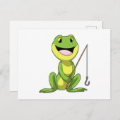 Kikker bij vissen met hengel briefkaart (Voorkant / Achterkant)