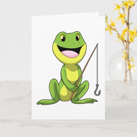 Kikker bij vissen met hengel kaart (Gele Bloem)