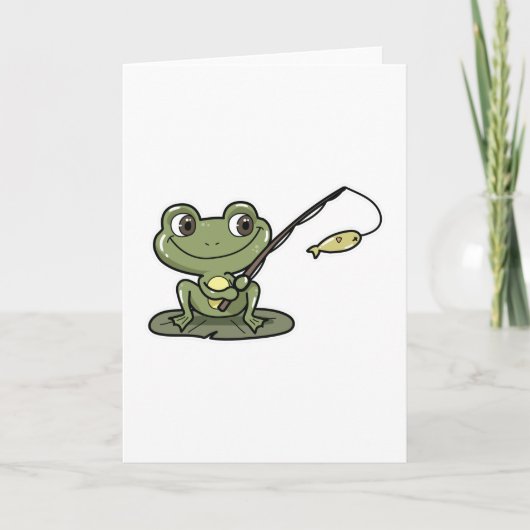 Kikker bij vissen met hengel kaart (Voorkant)