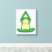 Kikker bij Yoga in kruislegge Canvas Afdruk (Insitu (Houten vloer))