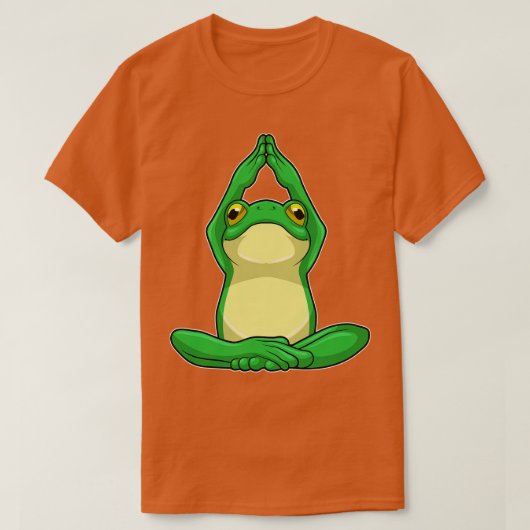 Kikker bij Yoga in kruislegge T-shirt (Design voorkant)