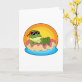 Kikker bij zwemmen met zonnebril kaart (Gele Bloem)