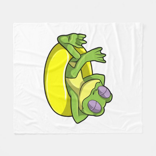 Kikker bij zwemmen met zwembad fleece deken (Voorkant (Horizontaal))