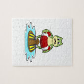 Kikker bij zwemmen met zwembad legpuzzel (Horizontaal)