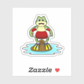 Kikker bij zwemmen met zwembad sticker (Vel)