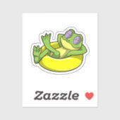 Kikker bij zwemmen met zwembad sticker (Vel)
