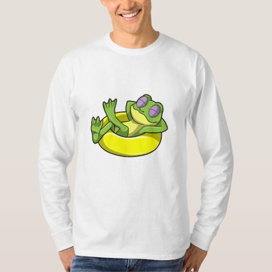 Kikker bij zwemmen met zwembad t-shirt (Voorkant)