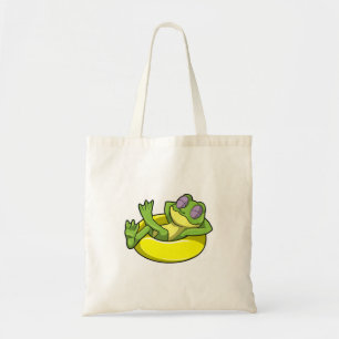 Kikker bij zwemmen met zwembad tote bag