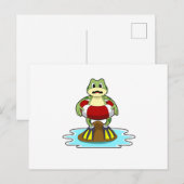 Kikker bij zwemmen met zwemband briefkaart (Voorkant / Achterkant)