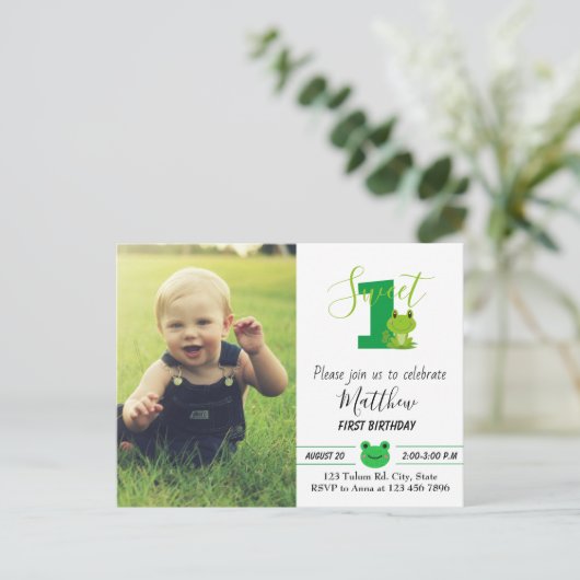 Kikker Birthday Party Invitation Briefkaart (Staand voorkant)