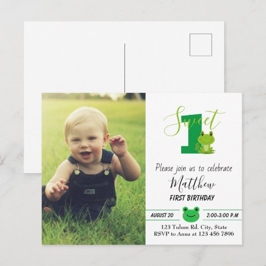 Kikker Birthday Party Invitation Briefkaart (Voorkant / Achterkant)