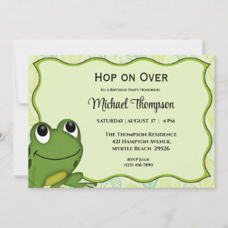 Kikker Birthday Party Invitation Kaart