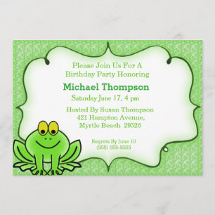 Kikker Birthday Party Invitation Kaart
