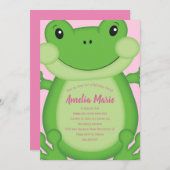 Kikker Birthday Party Pink Kaart (Voorkant / Achterkant)