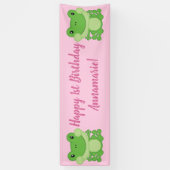 Kikker Birthday Party Pink Spandoek (Verticaal)