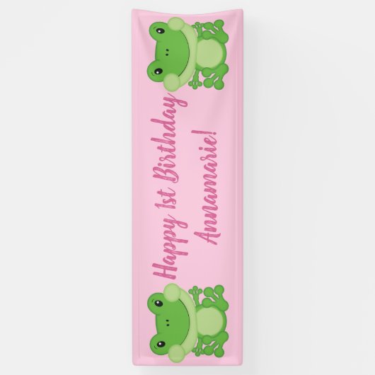 Kikker Birthday Party Pink Spandoek (Verticaal)