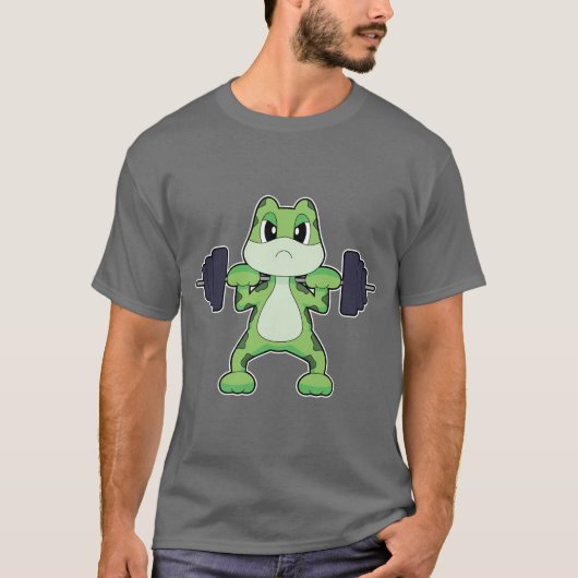 Kikker Bodybuilder Dumbbell Bodybuilding T-shirt (Voorkant)
