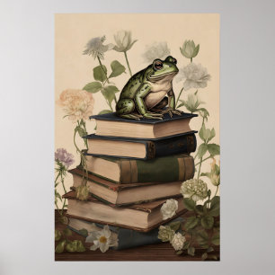 Kikker Boekwinkel Print, Donkere Academie Cottagec Poster