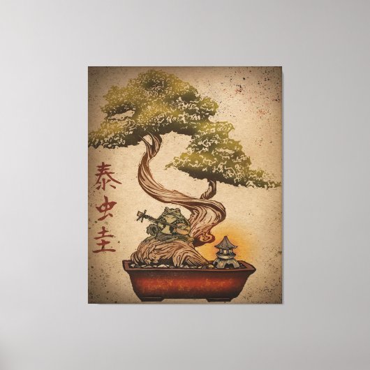 Kikker Bonsai - Kunstontwerp | Dierenvriend Cadeau Canvas Afdruk (Voorkant)