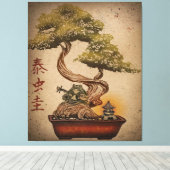 Kikker Bonsai - Kunstontwerp | Dierenvriend Cadeau Canvas Afdruk (Insitu (Houten vloer))
