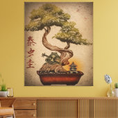 Kikker Bonsai - Kunstontwerp | Dierenvriend Cadeau Canvas Afdruk (Insitu (Woonkamer))