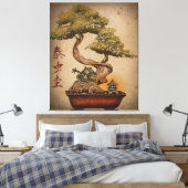 Kikker Bonsai - Kunstontwerp | Dierenvriend Cadeau Canvas Afdruk (Insitu (Slaapkamer))