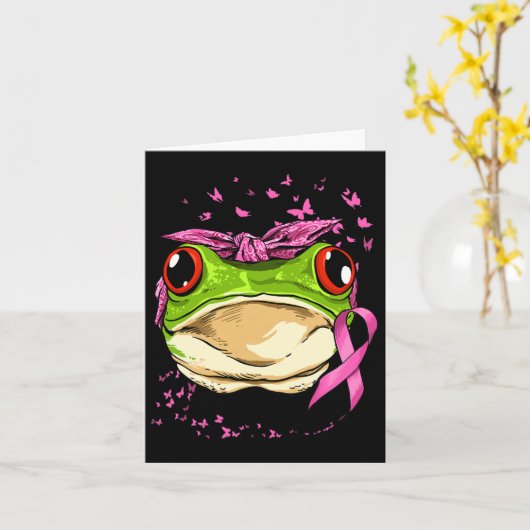 Kikker Borstkanker Bewustmaking Roze koolstofkanke Kaart (Gele Bloem)