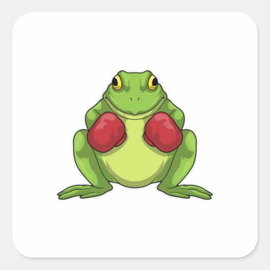 Kikker Boxer Boxing-handschoenen Vierkante Sticker (Voorkant)