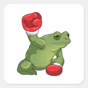 Kikker Boxer Boxing-handschoenen Vierkante Sticker