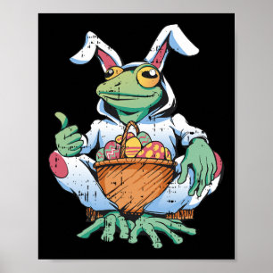 Kikker Bunny Ears Easter Egg Hunting Spring Mannen Poster