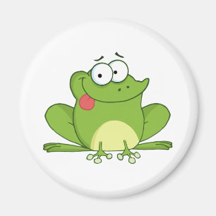 Kikker Cartoon Karakter Hangende Zijn Tong Uit Magneet