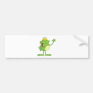Kikker Cartoon Mascotte Karakter Groetend Wavend Bumpersticker