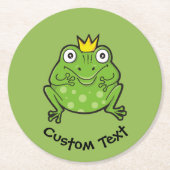 Kikker-Cartoon Ronde Kartonnen Onderzetter (Voorkant)