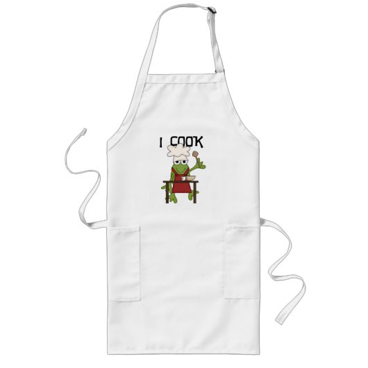 Kikker Chef I Cook Tshirts en Gifts Lang Schort (Voorkant)