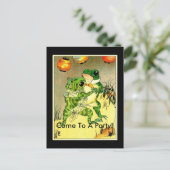 Kikker Couple, kom naar een feestje! Uitnodiging Briefkaart (Staand voorkant)